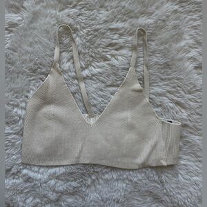 Jacquemus Women’s Cream Tank Top Ribbed Bralette Size M